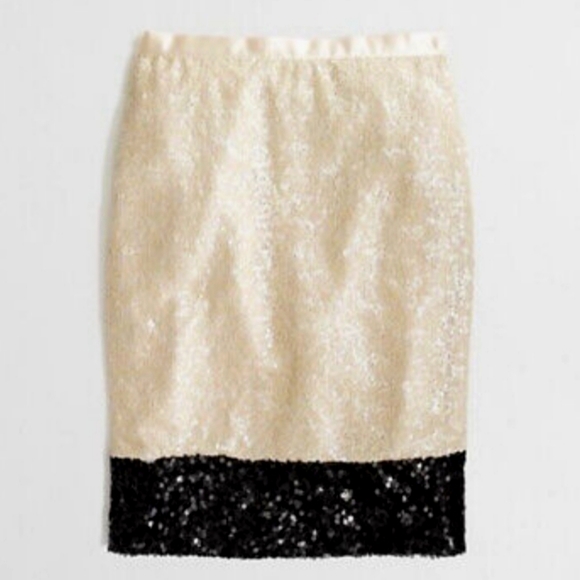 J.Crew The Pencil Skirt, Sequined Two Toned Cream/ Black sz 4 - Picture 1 of 5